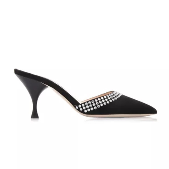 Miu Miu Women’s Crystal-Embellished Mid-Heel Mules Size 36/6 - Picture 1 of 8